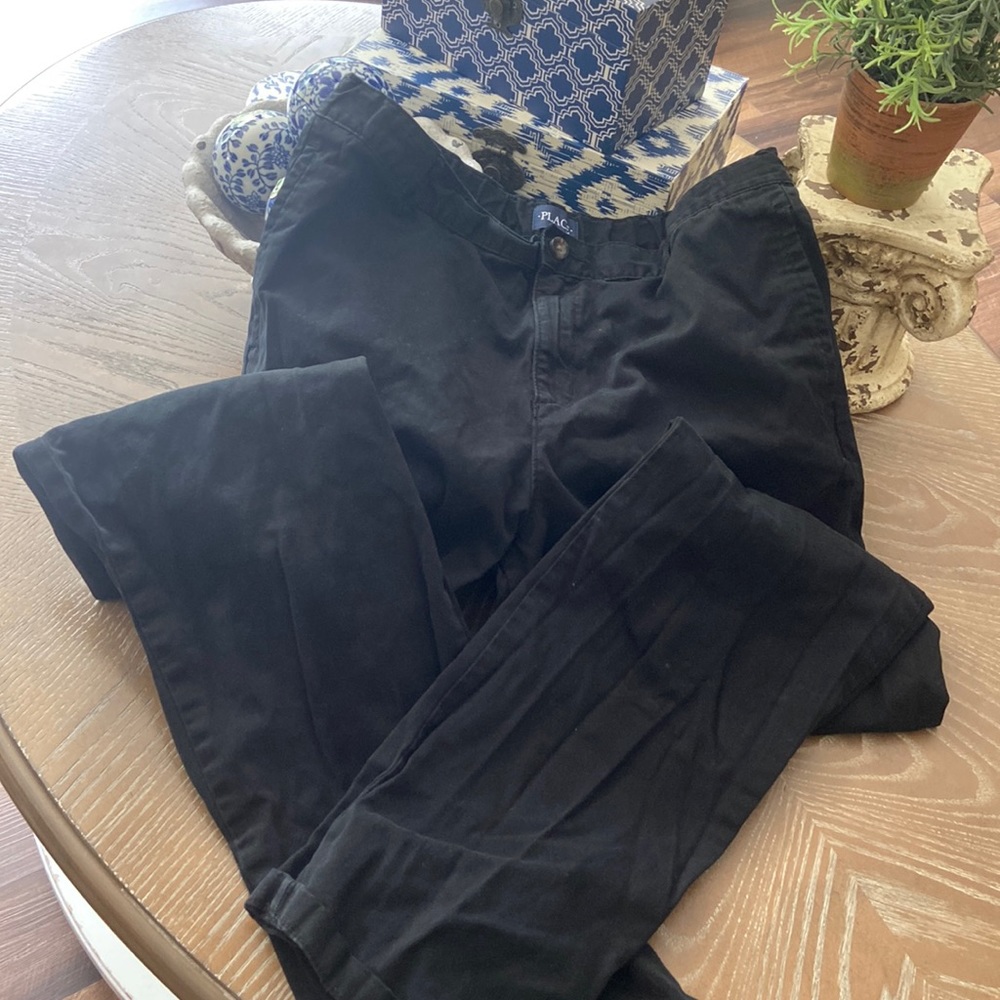Boys Black Chino Pants 18 Husky
